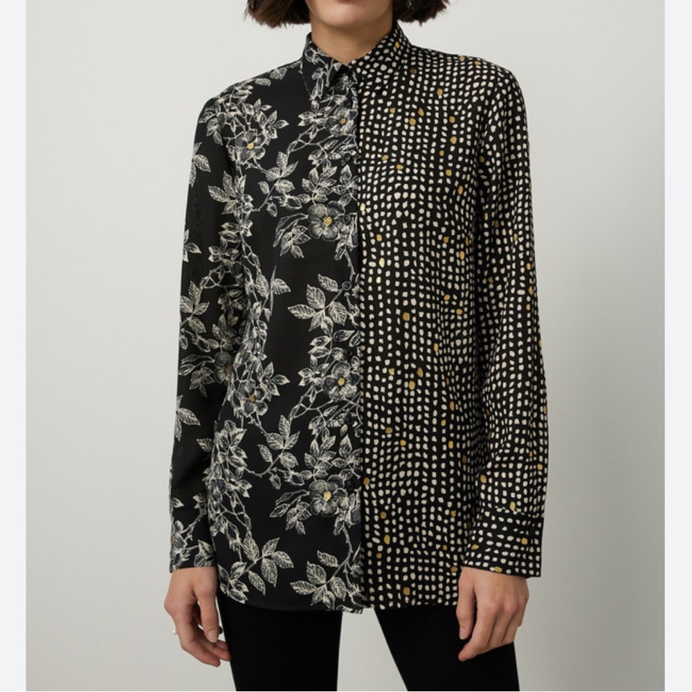 JOSEPH RIBKOFF mixed print button down shirt blouse women’s size 8 top